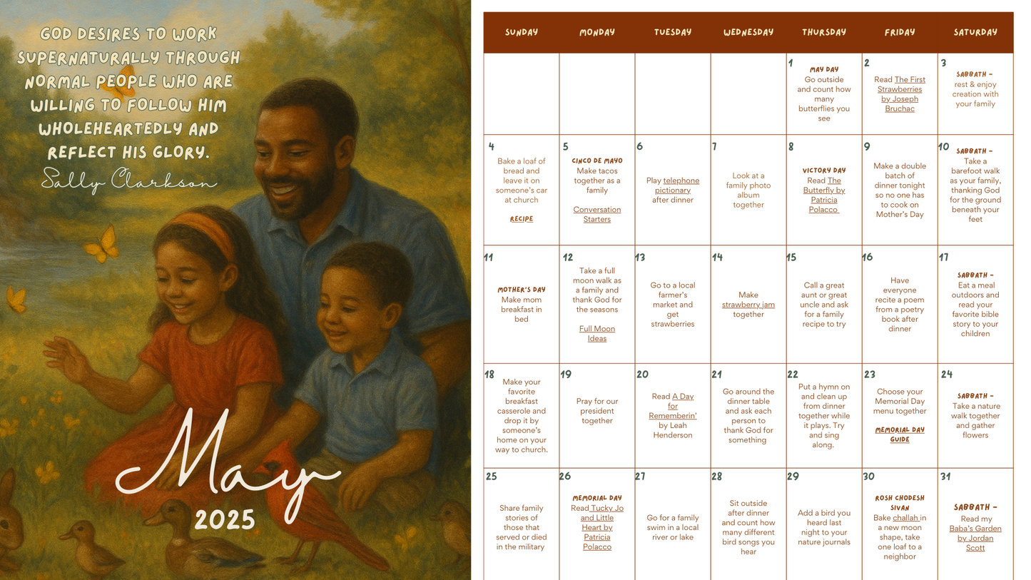 Kindle Family Togetherness Activity Calendar - May 2025