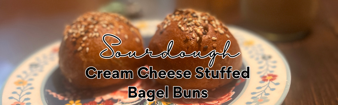 Cream Cheese Stuffed Sourdough Bagel Buns