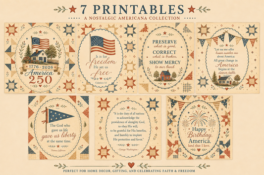 America 250 Collection | Printable Patriotic Quote Set (Digital Download)