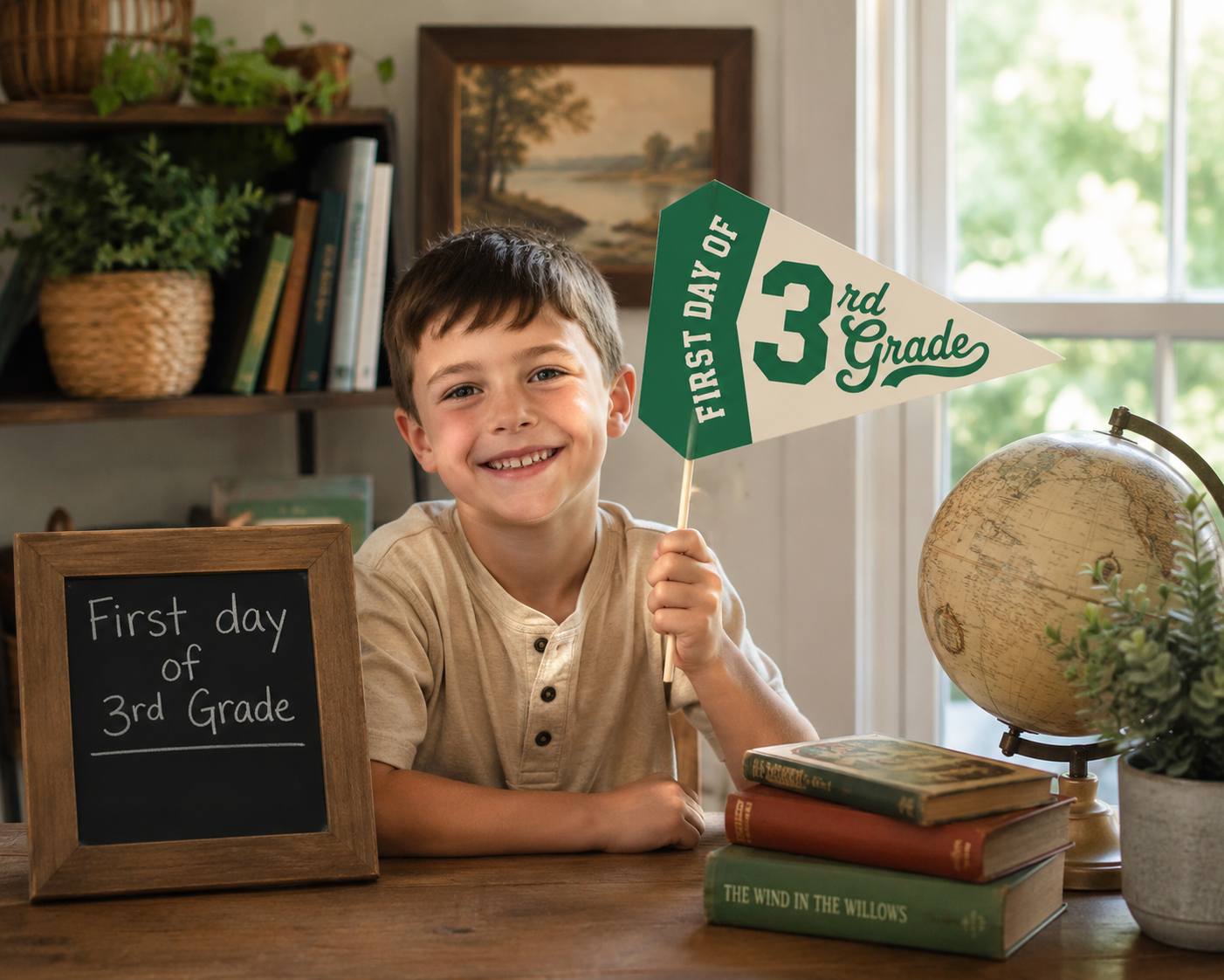 First Day of School Pennant Flags | Printable Back-to-School Photo Props | Kindergarten–12th Grade | Digital Download